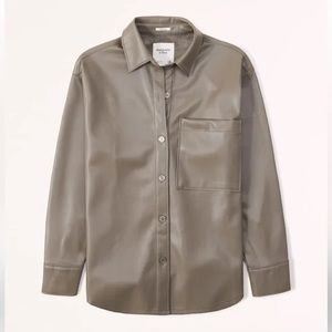 Oversized Vegan Leather Shirt | Abercrombie